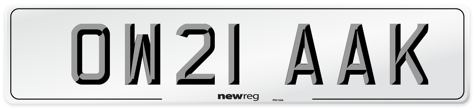 OW21 AAK Number Plate from New Reg